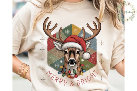 Christmas Deer Embroidery PNG Clipart: Illustrations