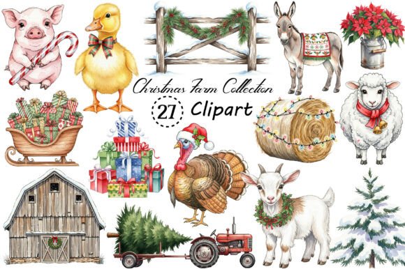 Christmas Farm Clipart Collection PNG Review