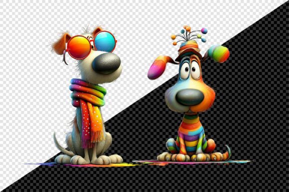 Christmas Funny Colorful Dog Clipart Freebies