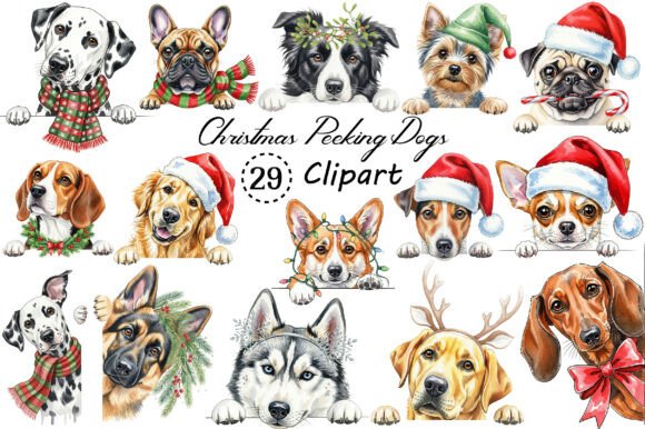 Christmas Peeking Dogs Clipart Png Review