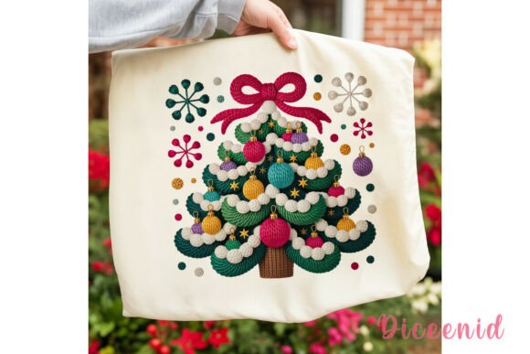 Cozy Embroidered Christmas Tree PNG Illustrations