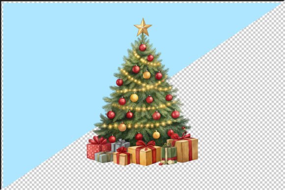Decorated Christmas Tree PNG & Illustrations