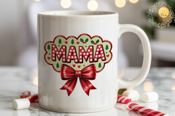 Mama Christmas Bow Sublimation Design & Illustrations