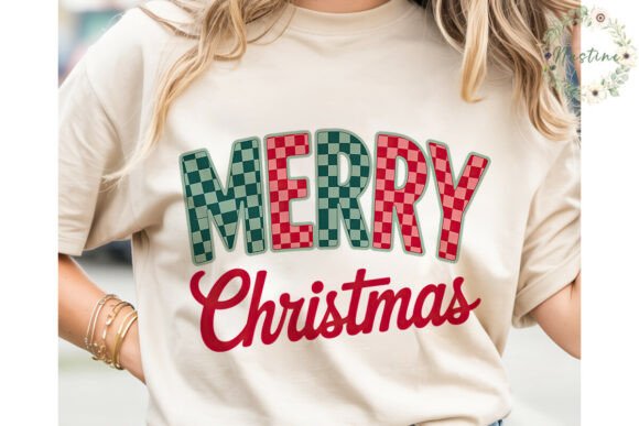 Merry Christmas Checkered PNG Clipart & Illustrations
