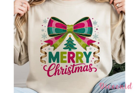 Merry Christmas Glitter Bow PNG: Festive Illustrations