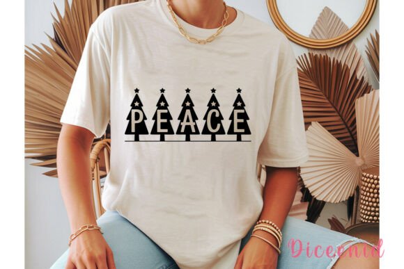 Peace Christmas Trees Sublimation Design & Illustrations