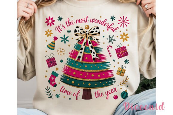 Pink Teal Christmas Tree PNG Clipart for Illustrations
