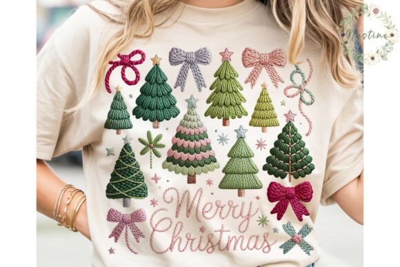 Review: Embroidered Christmas Trees Bows PNG Illustrations