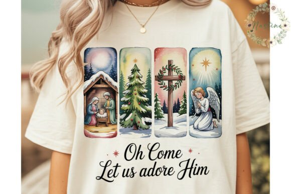 Vintage Christmas Adore Him PNG Clipart