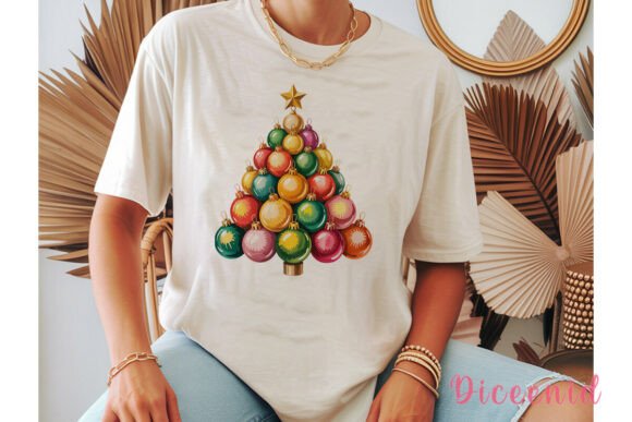 Watercolor Christmas Ornament Tree Illustrations