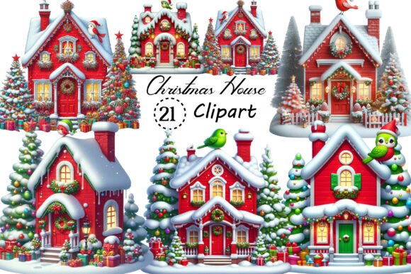 Watercolor Cute Mini Christmas House Png Review
