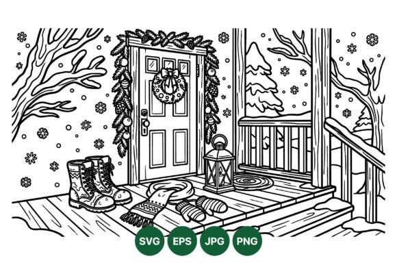 Winter Porch Christmas Door Svg: Illustrations Review